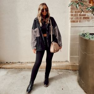 Black Washed Denim + Leopard Jacket